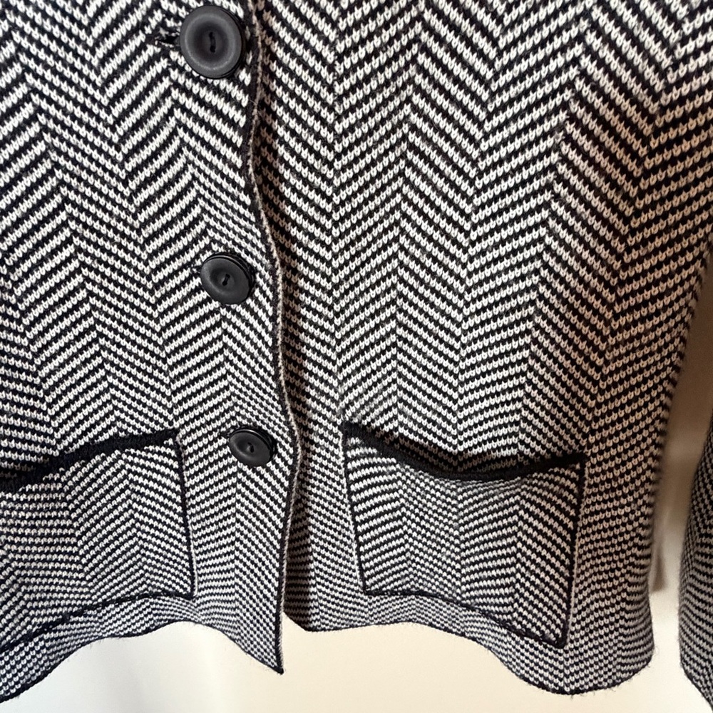 Cocogio herringbone wool sweater black and white M - Picture 3 of 5